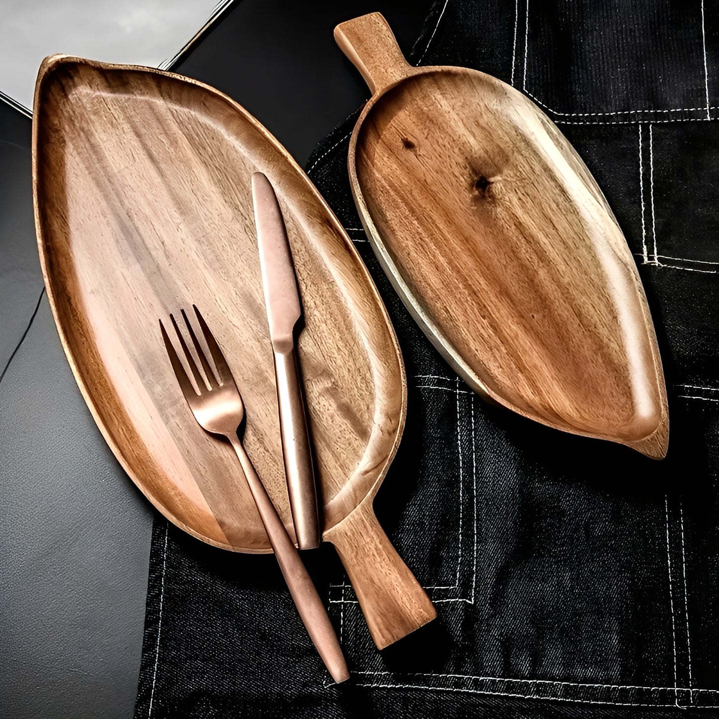 LeafServe– Stijlvolle Bladvormige Houten Dienbladen