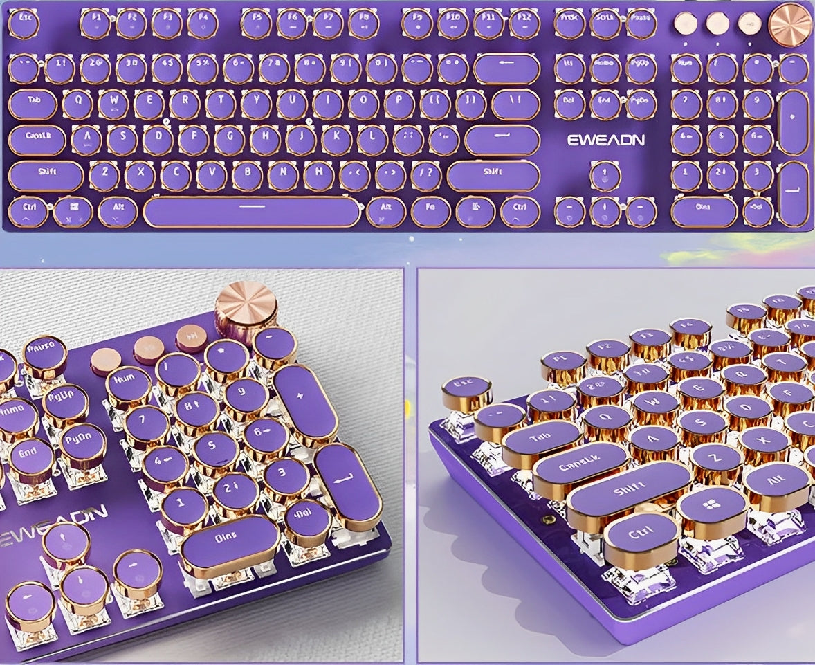 RoyalType Retro Mechanical Keyboard – Typ in Stijl, Straal in Kleur!