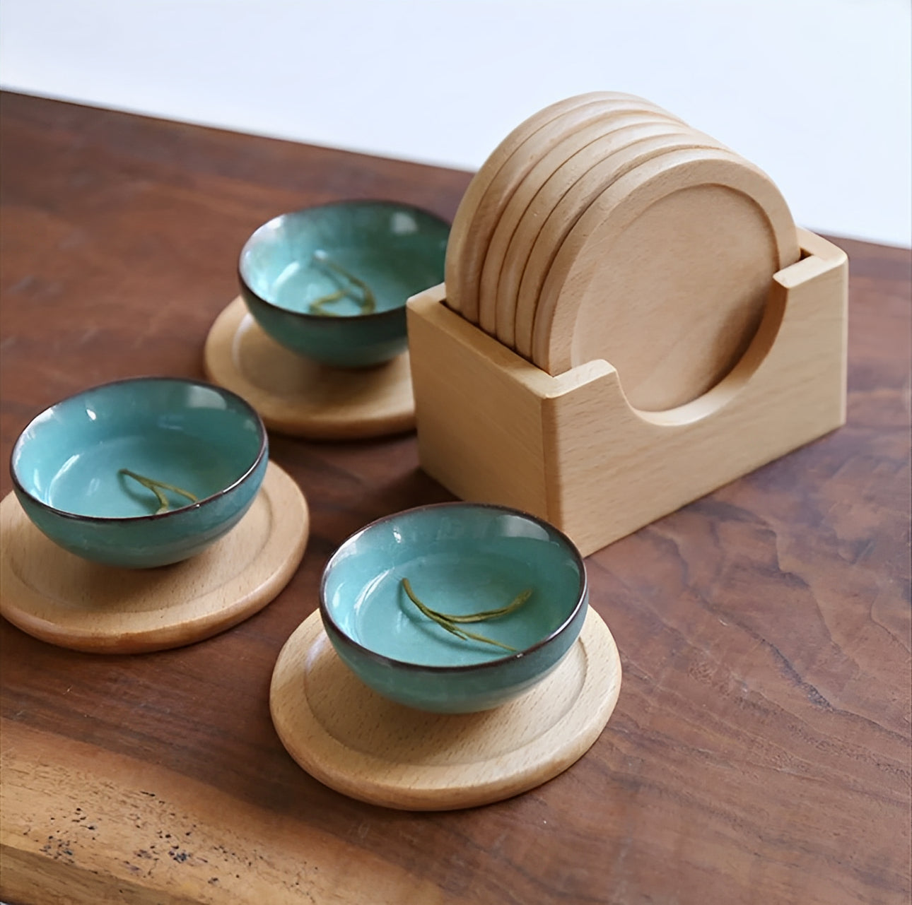 Pure Houtcollectie – Luxe Houten Onderzetters in Licht & Donkerhout