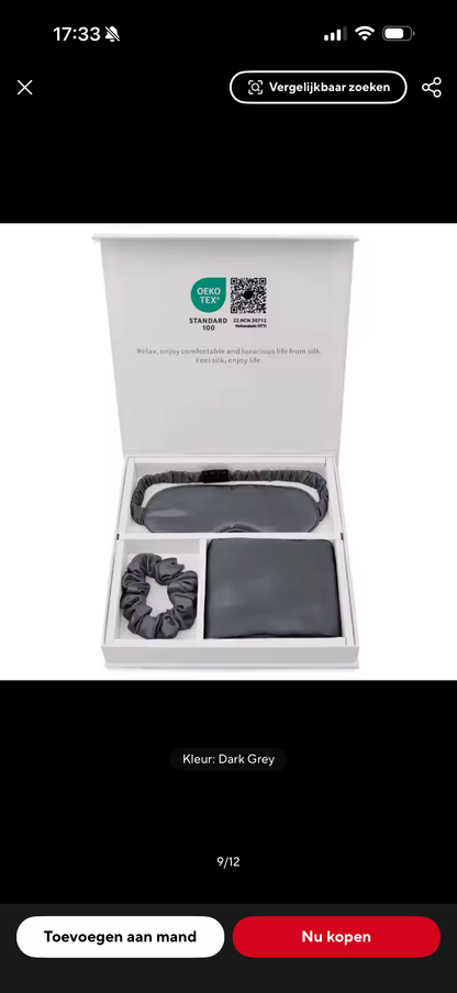 Silk set (mask, hair tie, pillowcase)