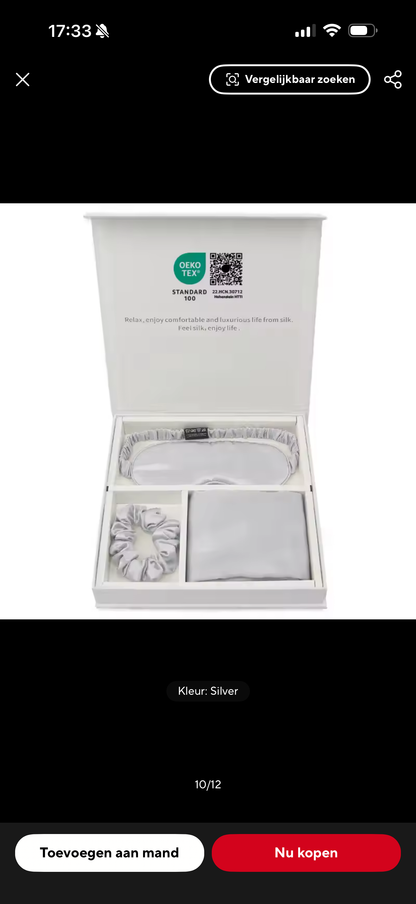 Silk set (mask, hair tie, pillowcase)