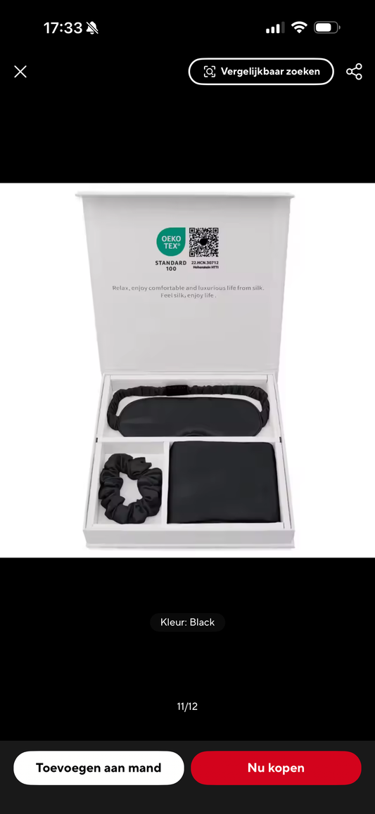 Silk set (mask, hair tie, pillowcase)